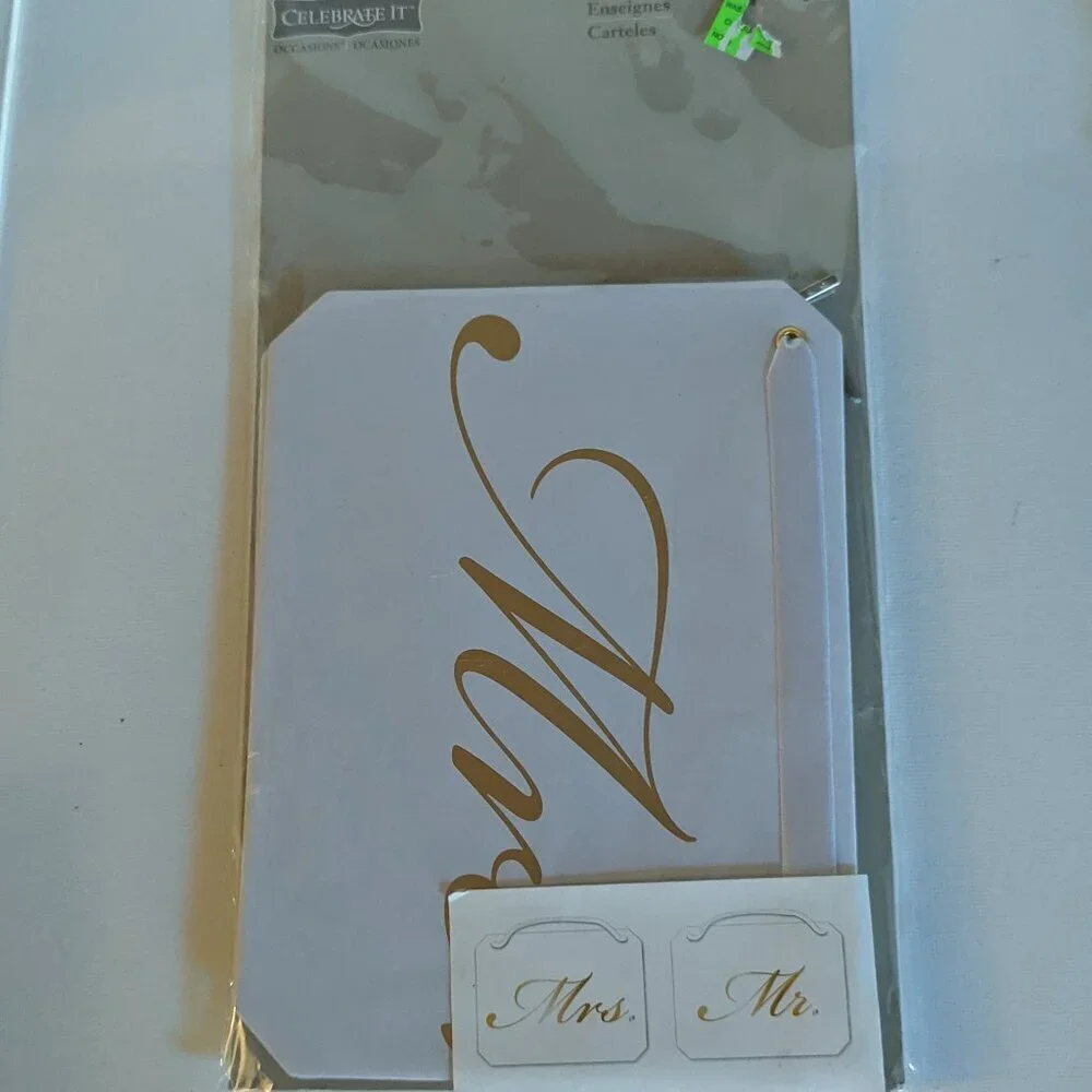 NWT Celebrate It 'Mr Mrs' Chair Signs Summer Wedding Reception Party Michael's